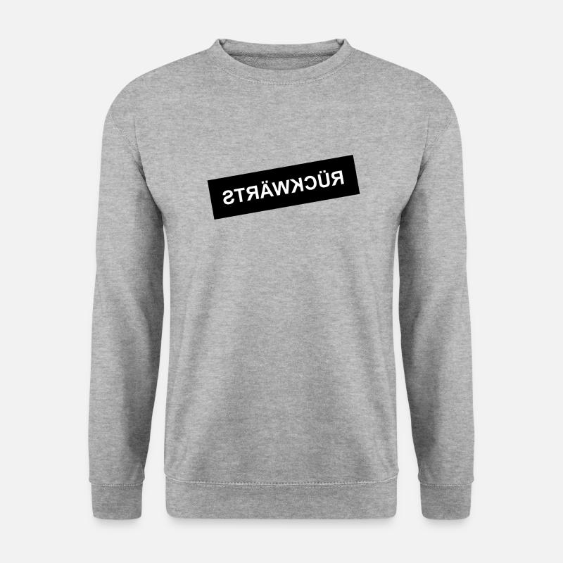 Motto Rueckwaerts - Unisex Pullover - Weißgrau meliert