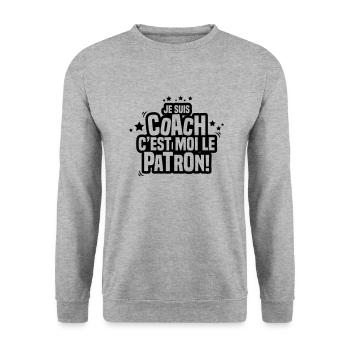 je suis coach c'est moi le patron - Sweat-shirt Unisexe - gris chiné - Devant - Alina (178cm) & Michal (187cm)