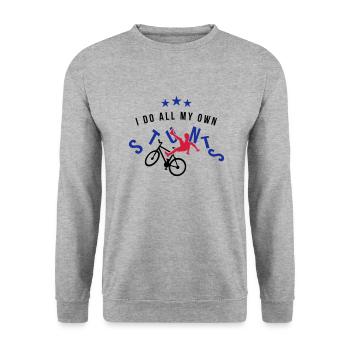 I do all my own stunts 3C - Unisex Pullover - Weißgrau meliert - Vorne - Alina (178cm) & Michal (187cm)