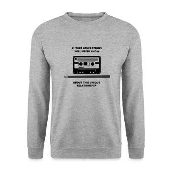 Audio Tape Stift Pencil Relationship - Sweat-shirt Unisexe - gris chiné - Devant - Alina (178cm) & Michal (187cm)