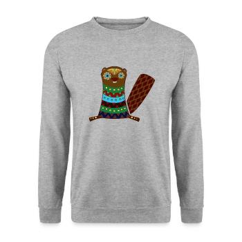 Biber - Unisex Pullover - Weißgrau meliert - Vorne - Alina (178cm) & Michal (187cm)