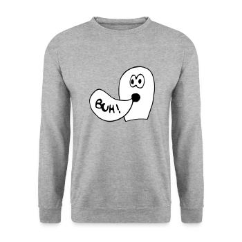 Geist Buh! - Unisex Pullover - Weißgrau meliert - Vorne - Alina (178cm) & Michal (187cm)