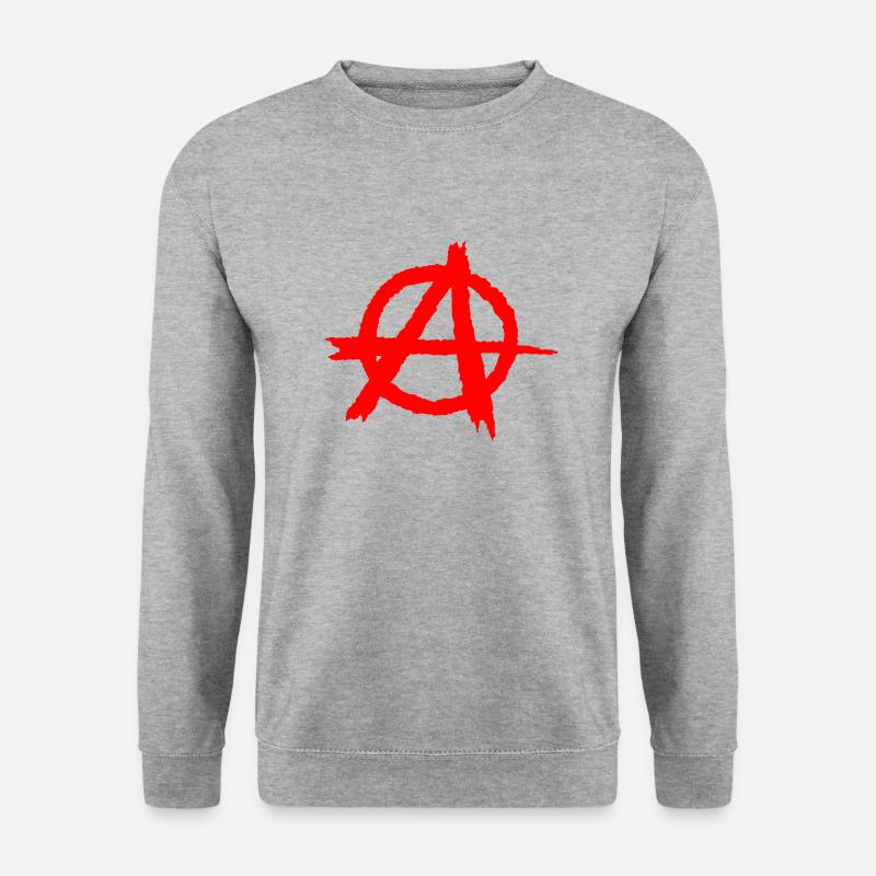 Anarchie / anarchy Schattenbildsymbol in rot - Unisex Pullover - Weißgrau meliert