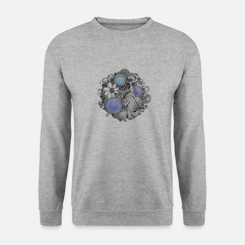 Fleur de centrife avec perles bleues - Sweat-shirt Unisexe - gris chiné