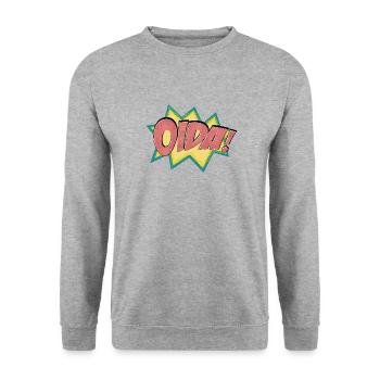 oida - Unisex Pullover - Weißgrau meliert - Vorne - Alina (178cm) & Michal (187cm)