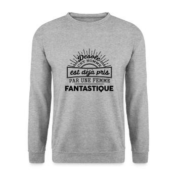 Femme Fantastique cadeau pour homme - Sweat-shirt Unisexe - gris chiné - Devant - Alina (178cm) & Michal (187cm)
