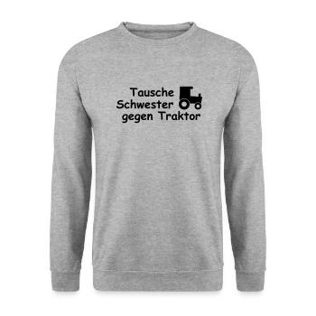 tausche schwester gegen traktor - Unisex Pullover - Weißgrau meliert - Vorne - Alina (178cm) & Michal (187cm)