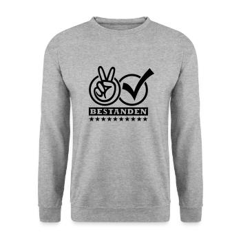 Bestanden (Victory) - Unisex Pullover - Weißgrau meliert - Vorne - Alina (178cm) & Michal (187cm)