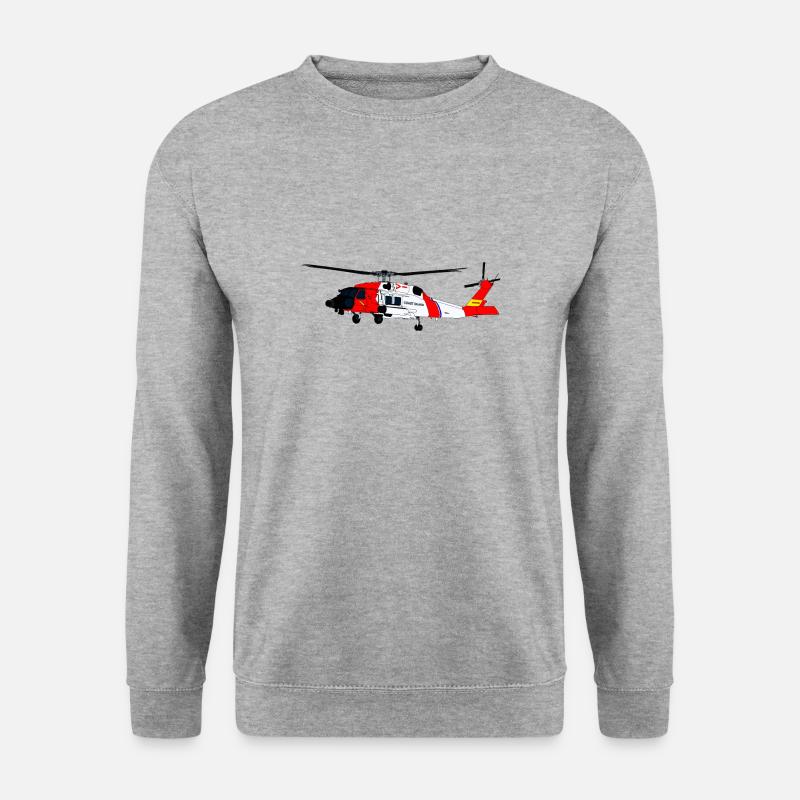 Helicopter Hubschrauber Coast Guard Sikorsky MH-60 - Unisex Pullover - Weißgrau meliert
