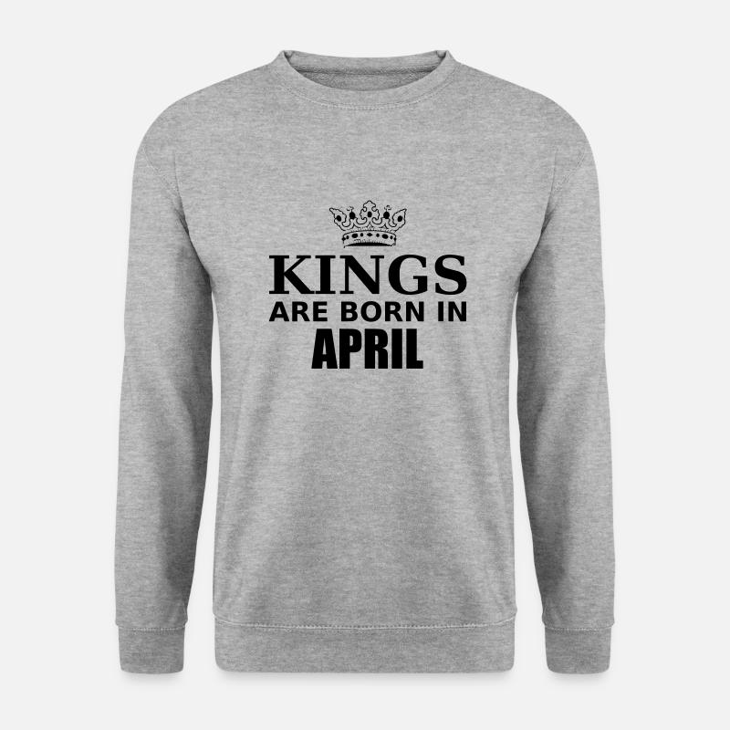 kings are born in april - Unisex Pullover - Weißgrau meliert