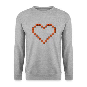 8 BIT Heart 01 - Unisex Sweatshirt - salt & pepper - Front - Alina (178cm) & Michal (187cm)