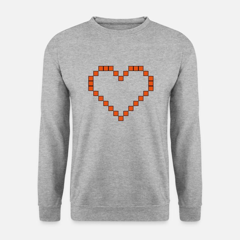 8 BIT Heart 01 - Unisex Pullover - Weißgrau meliert
