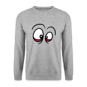 augenringe gucken sehen verruecktes gesicht augen - Unisex Pullover - Weißgrau meliert - Vorne - Alina (178cm) & Michal (187cm)