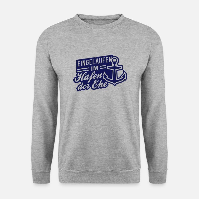 Hafen der Ehe (Anker) - Unisex Pullover - Weißgrau meliert