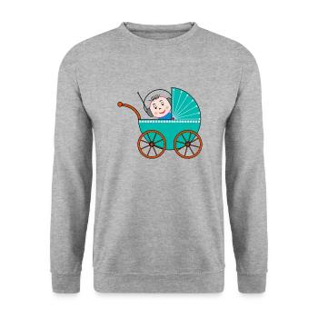 Kinderwagen / Buggy / Baby - Unisex Pullover - Weißgrau meliert - Vorne - Alina (178cm) & Michal (187cm)