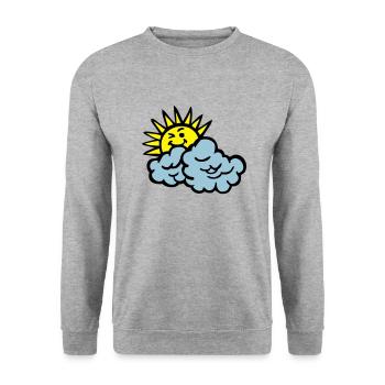 Wolke Lächeln Sonne - Unisex Pullover - Weißgrau meliert - Vorne - Alina (178cm) & Michal (187cm)
