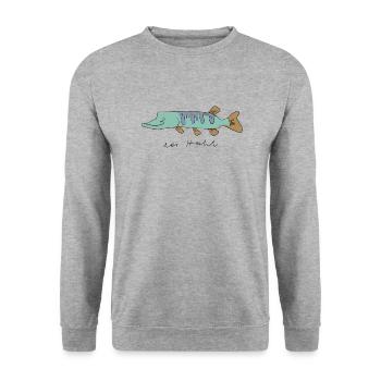 der Hecht - Unisex Pullover - Weißgrau meliert - Vorne - Alina (178cm) & Michal (187cm)