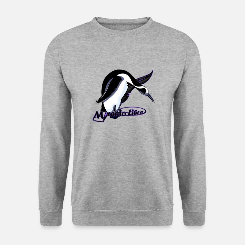 Vogelpinguin - Unisex Pullover - Weißgrau meliert