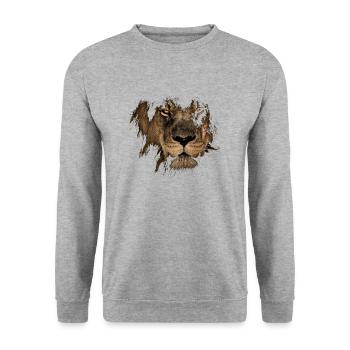 Leo Designs, Zodiac Signs, Lion - Unisex Sweatshirt - salt & pepper - Front - Alina (178cm) & Michal (187cm)