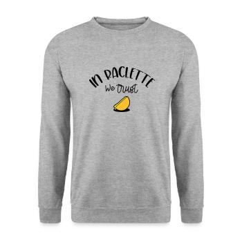 In Raclette We Trust - Unisex Sweatshirt - salt & pepper - Front - Alina (178cm) & Michal (187cm)