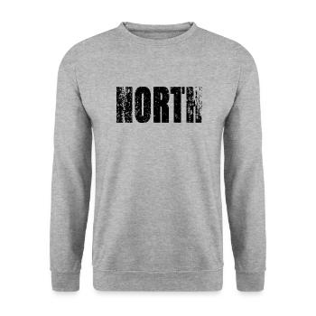 NORTH Nord distressed grunge look - Unisex Pullover - Weißgrau meliert - Vorne - Alina (178cm) & Michal (187cm)