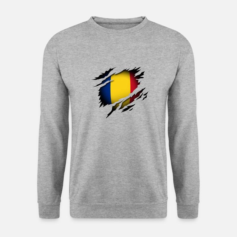 Rumänien im Herzen - Unisex Pullover - Weißgrau meliert