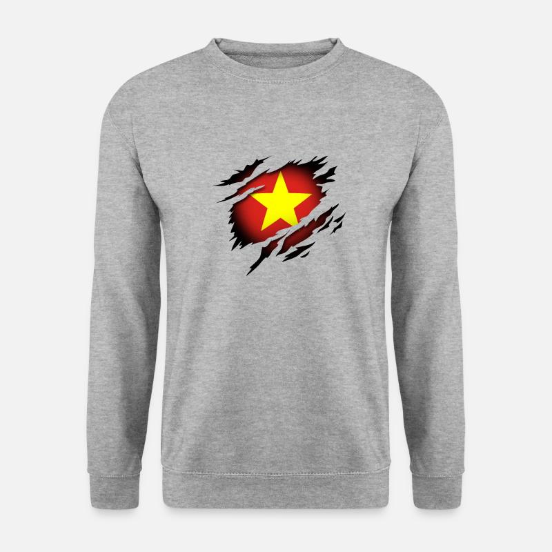 Vietnam im Herzen - Unisex Pullover - Weißgrau meliert