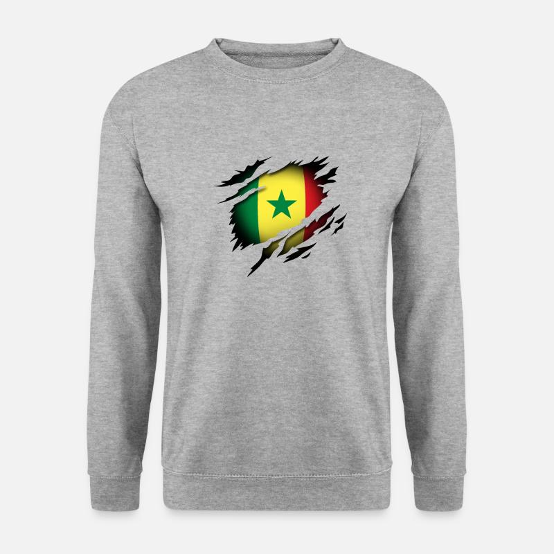 Senegal im Herzen - Unisex Pullover - Weißgrau meliert