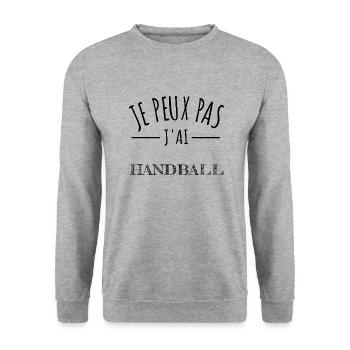 je peux pas j’ai handball humour joueur sport - Sweat-shirt Unisexe - gris chiné - Devant - Alina (178cm) & Michal (187cm)