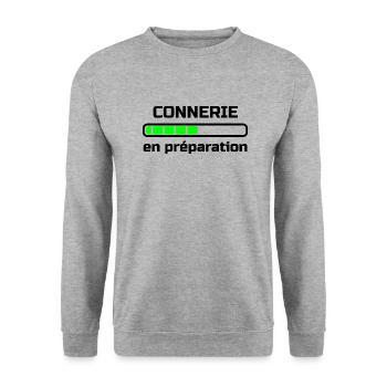 connerie en préparation humour - Sweat-shirt Unisexe - gris chiné - Devant - Alina (178cm) & Michal (187cm)
