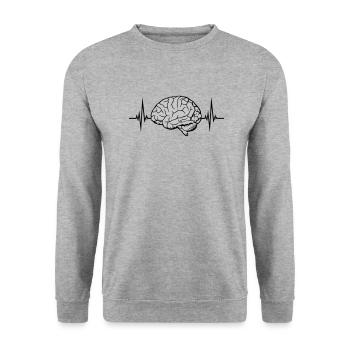 Heartbeat Pulse Brain - Unisex Sweatshirt - salt & pepper - Front - Alina (178cm) & Michal (187cm)