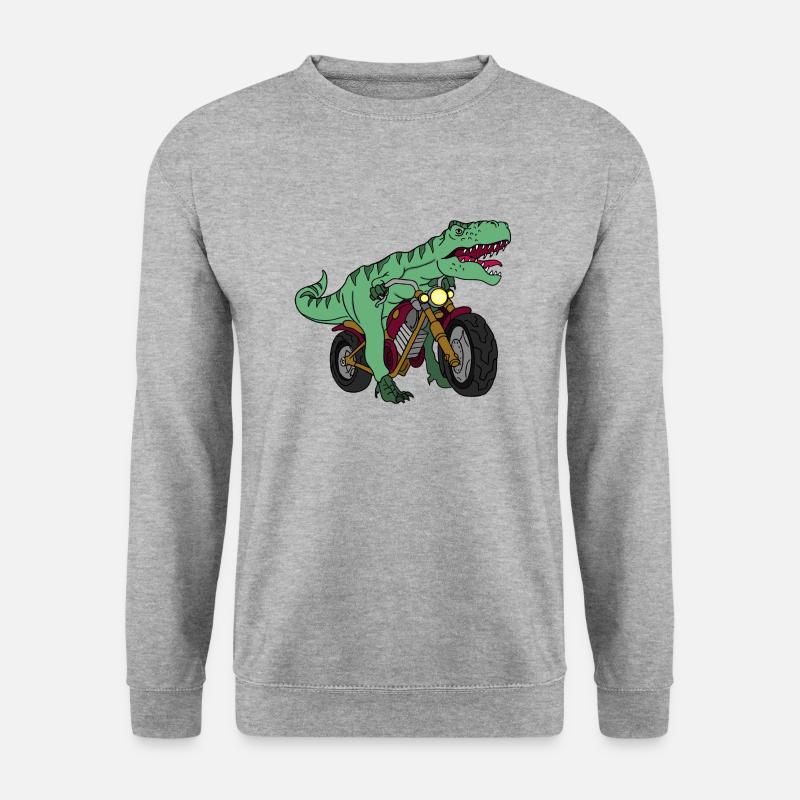 Dinosaurier-Motorrad - Unisex Pullover - Weißgrau meliert