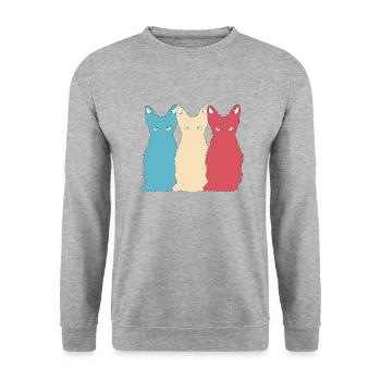 Cat Vector Animal Pet Kitten retro Design - Unisex Sweatshirt - salt & pepper - Front - Alina (178cm) & Michal (187cm)