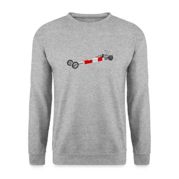 Dragster Rennfahrzeug - Unisex Pullover - Weißgrau meliert - Vorne - Alina (178cm) & Michal (187cm)
