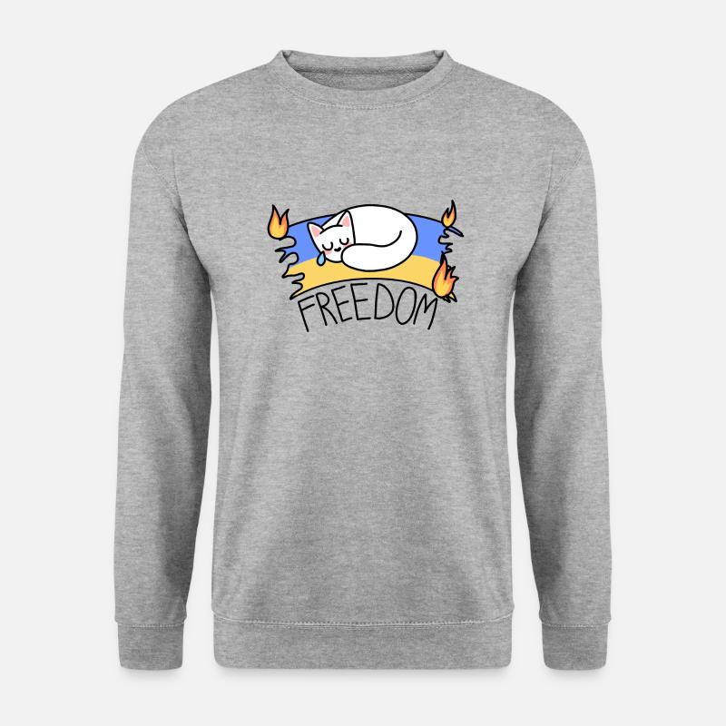 Katze für die Freiheit - Unisex Pullover - Weißgrau meliert