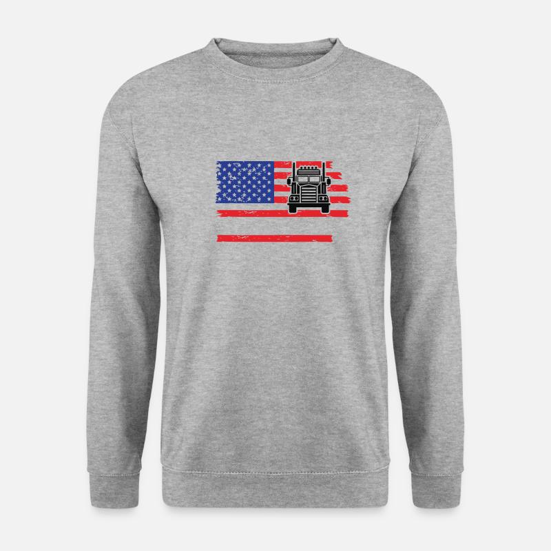 USA LKW - Unisex Pullover - Weißgrau meliert