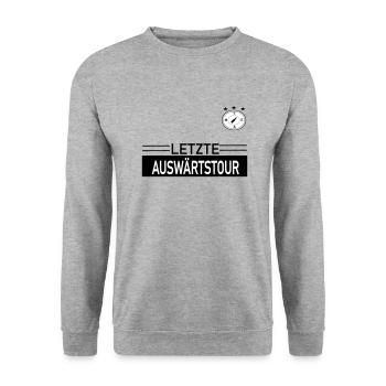 Letzte Auswärtstour Team - Unisex Pullover - Weißgrau meliert - Vorne - Alina (178cm) & Michal (187cm)