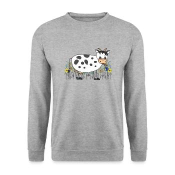 Cow - Unisex Sweatshirt - salt & pepper - Front - Alina (178cm) & Michal (187cm)