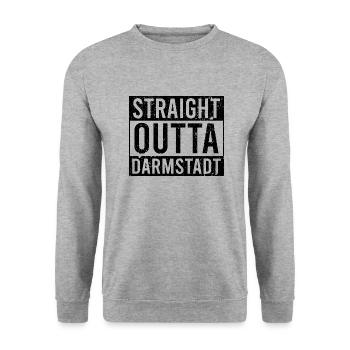 Straight outta Darmstadt black - Unisex Pullover - Weißgrau meliert - Vorne - Alina (178cm) & Michal (187cm)