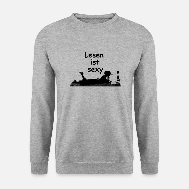 Lesen ist sexy - Unisex Pullover - Weißgrau meliert