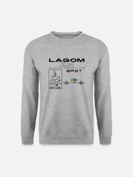 Lagom är bäst / Herz - Unisex Pullover - Weißgrau meliert