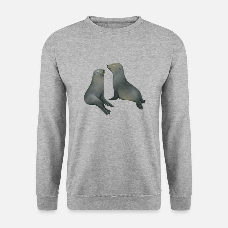 Pelzrobbe - Unisex Pullover - Weißgrau meliert