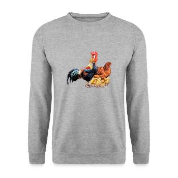 poule poussins coq - Sweat-shirt Unisexe - gris chiné - Devant - Alina (178cm) & Michal (187cm)