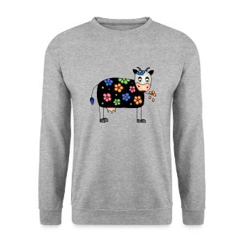 Cow - Unisex Sweatshirt - salt & pepper - Front - Alina (178cm) & Michal (187cm)