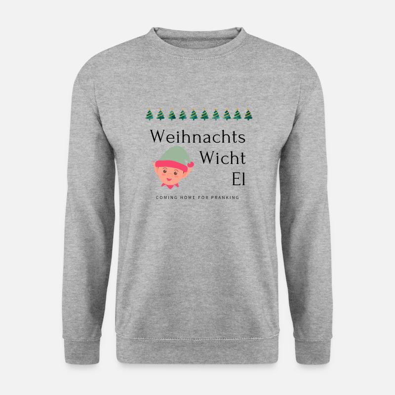 Weihnachtswichtel im Haus - Unisex Pullover - Weißgrau meliert