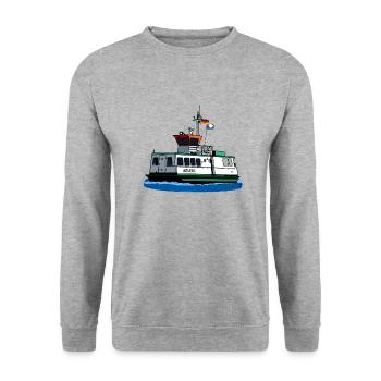 Kanalfähre Adler I - Unisex Pullover - Weißgrau meliert - Vorne - Alina (178cm) & Michal (187cm)