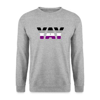 YAY asexuell - Unisex Pullover - Weißgrau meliert - Vorne - Alina (178cm) & Michal (187cm)