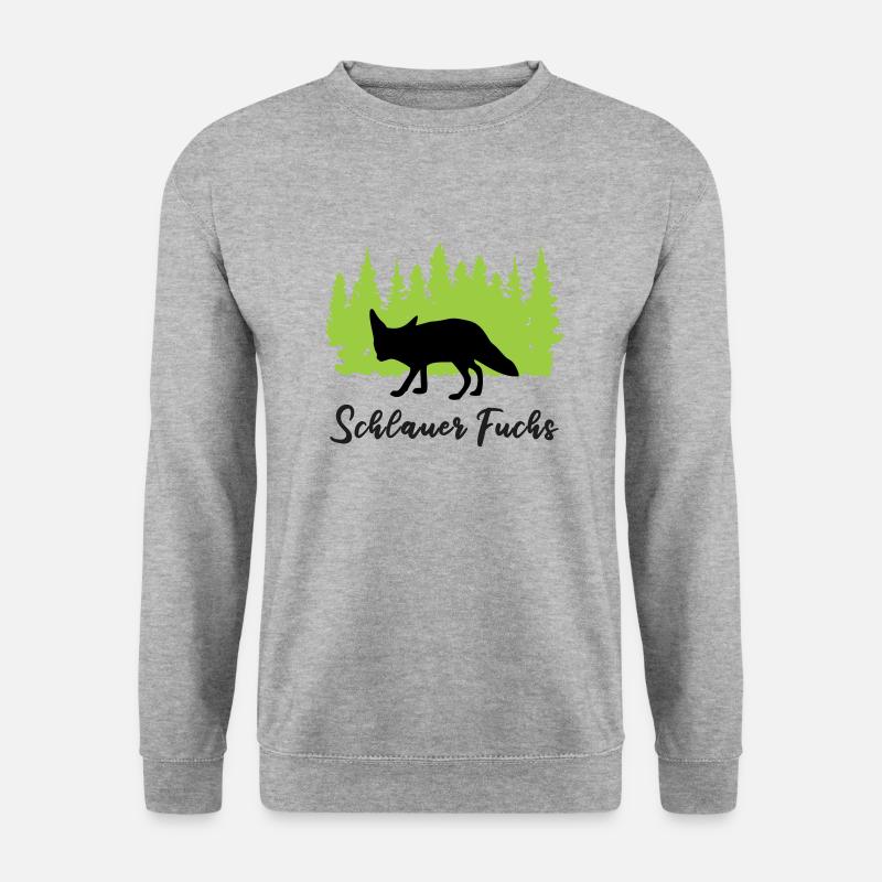 "Schlauer Fuchs: Clevere Listigkeit" - Unisex Pullover - Weißgrau meliert