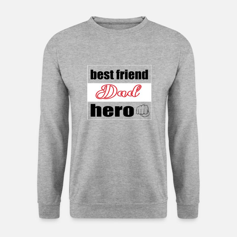 Dad, best friend, hero - Unisex Pullover - Weißgrau meliert