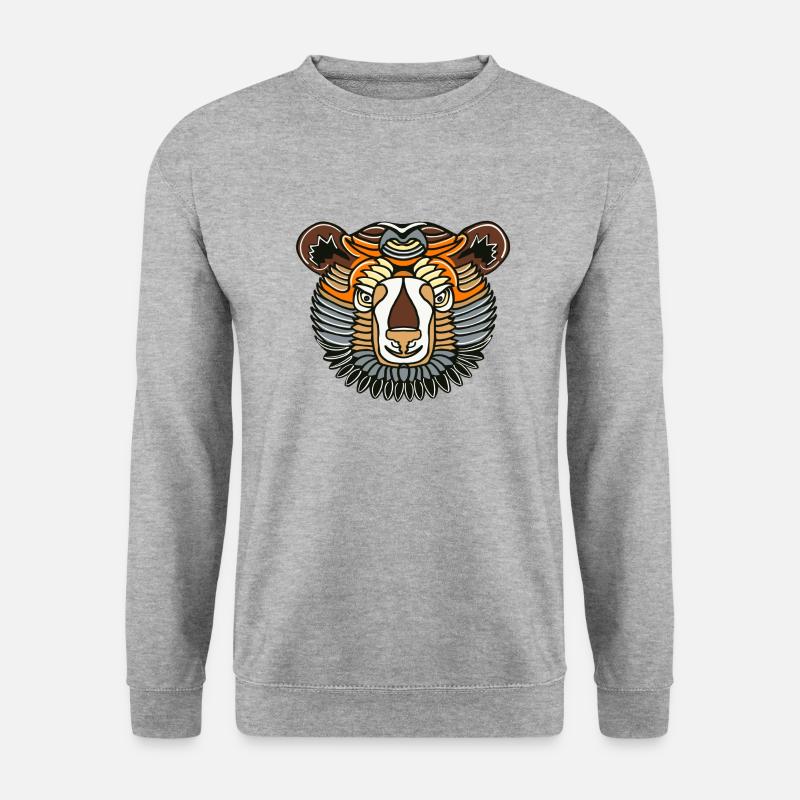 Bär Kopf symmetrisch - Unisex Pullover - Weißgrau meliert